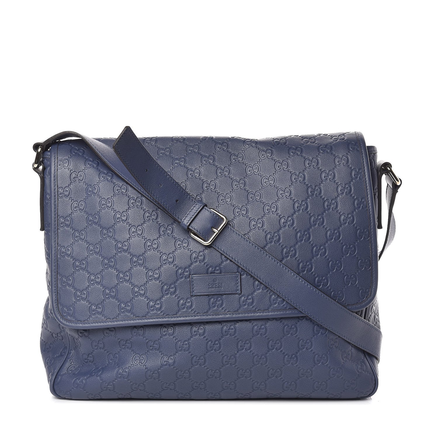 Guccissima Medium Flap Messenger Bag Blue