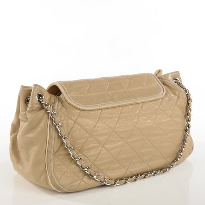 Chanel Lambskin Large East West Accordion Flap Beige 3 of 10