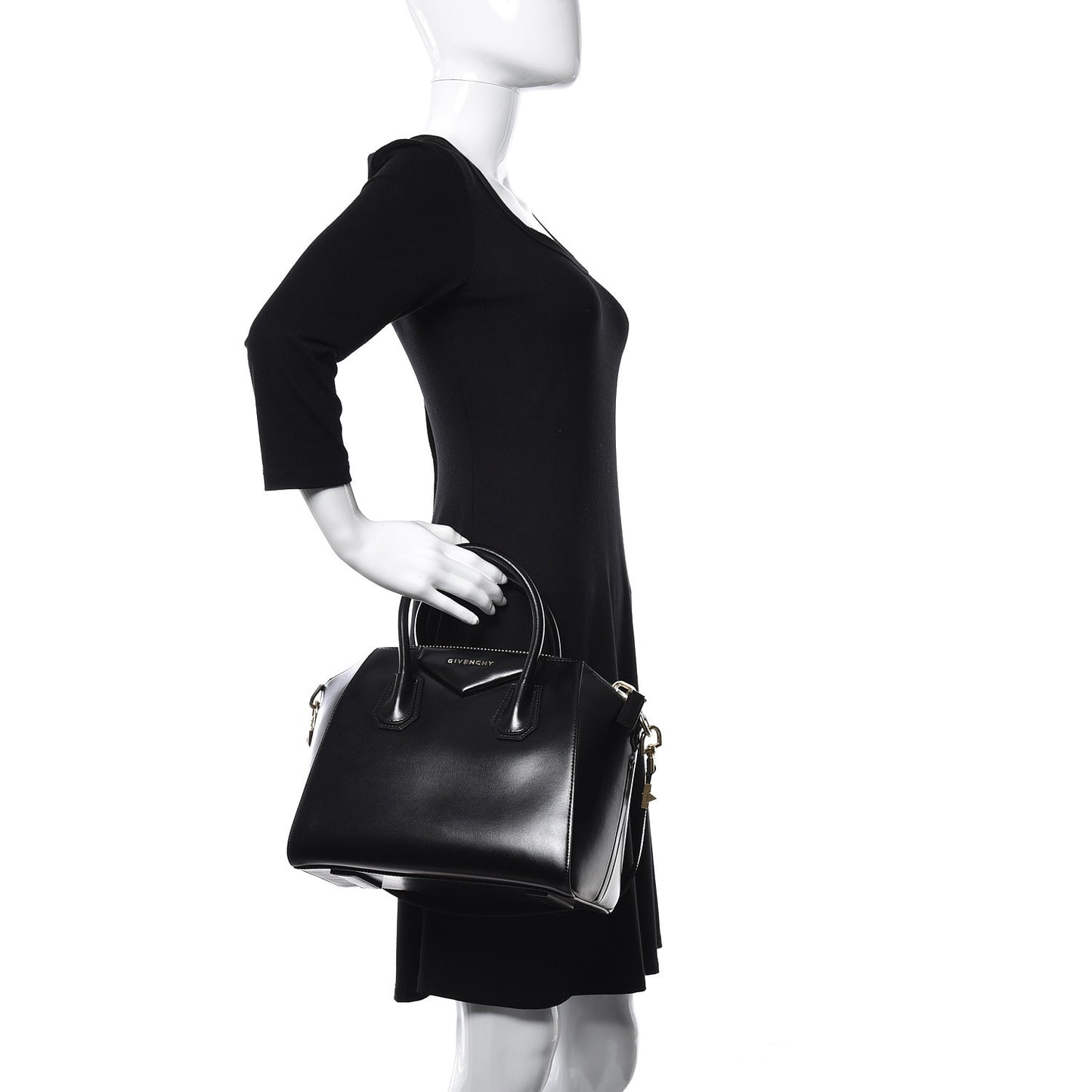Shiny Lord Calfskin Small Antigona Black