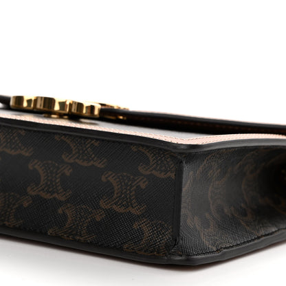 Celine Triomphe Canvas Calfskin Margo Wallet on Chain Tan 10 of 11