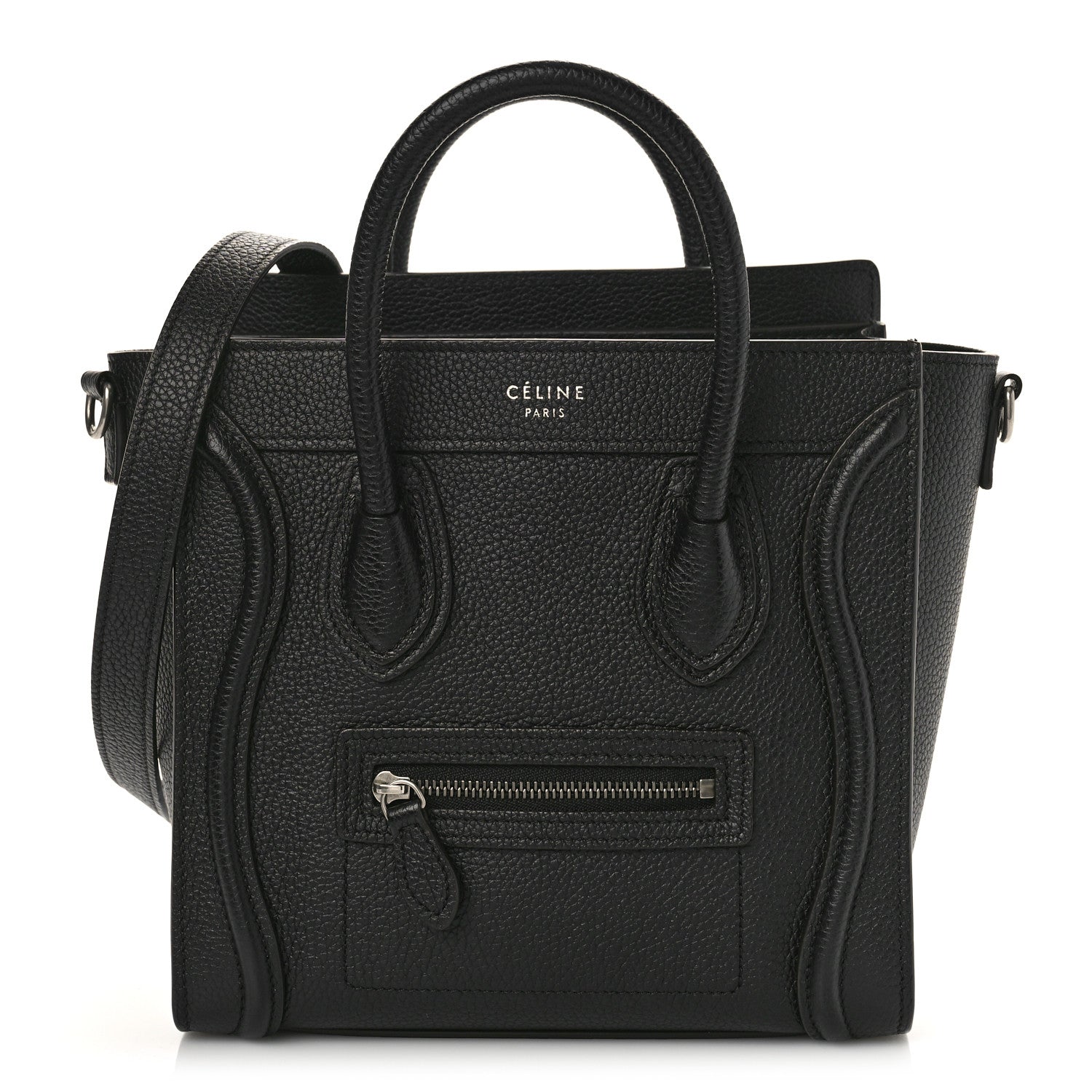 Celine Drummed Calfskin Nano Luggage Black 1 of 8