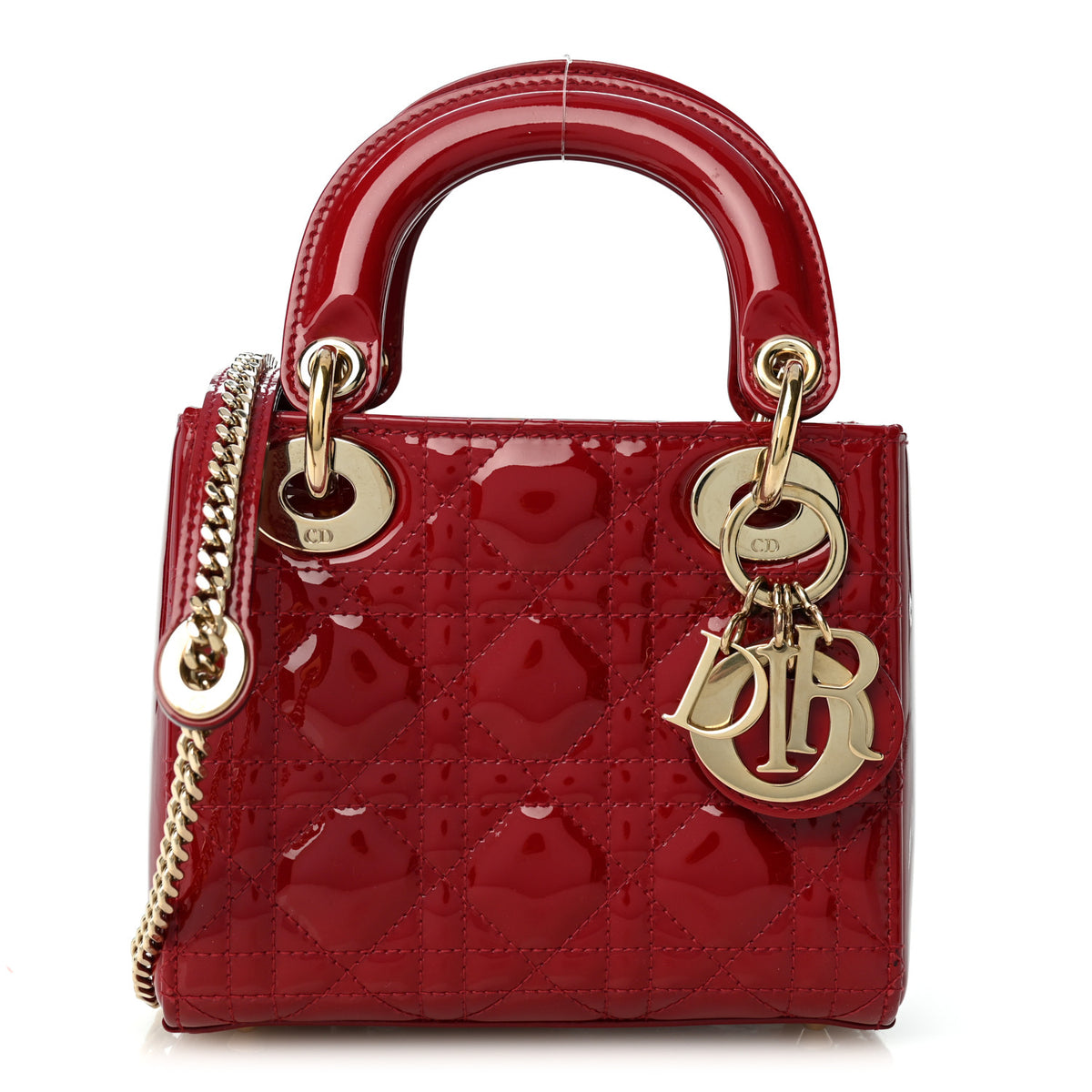 Christian Dior Patent Cannage Mini Lady Dior Red 1 of 10
