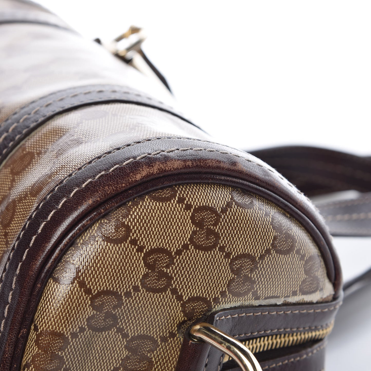 Crystal Monogram Duchessa Small Boston Bag Brown