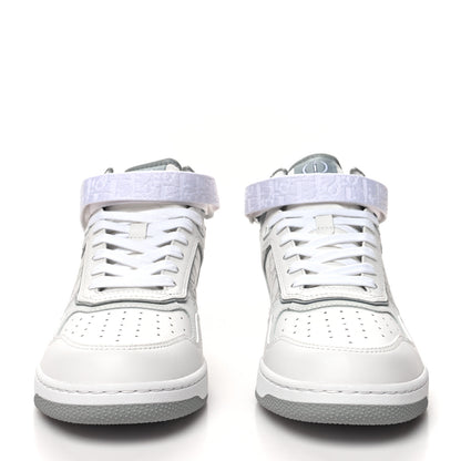 Christian Dior Smooth Calfskin Oblique Galaxy Perforated Mens B27 Mid Top Sneakers 41 White Grey 2 of 9