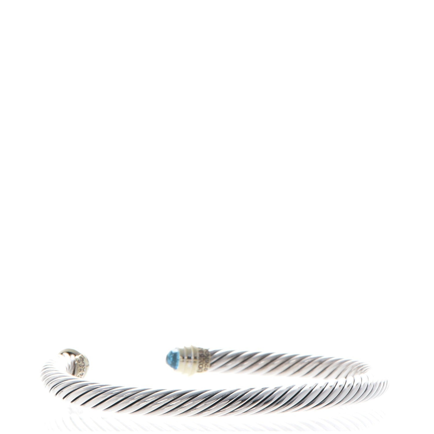David Yurman Sterling Silver 14K Yellow Gold Blue Topaz 5mm Cable Classics Petite Color Bracelet 3 of 5