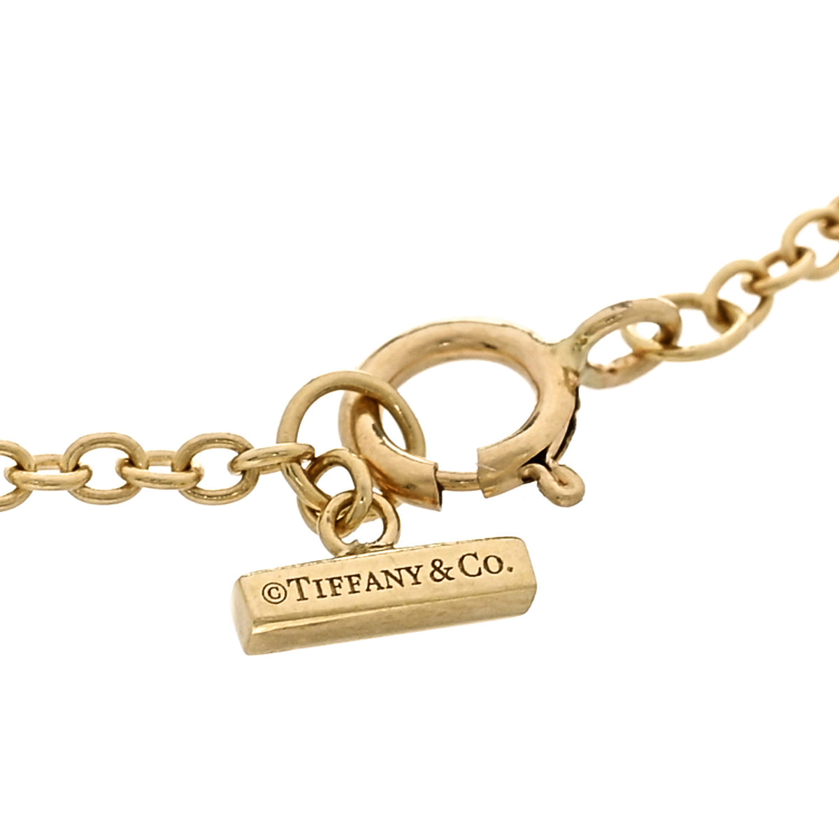 Tiffany 18K Yellow Gold Diamond Carnelian T Circle Bracelet 3 of 4