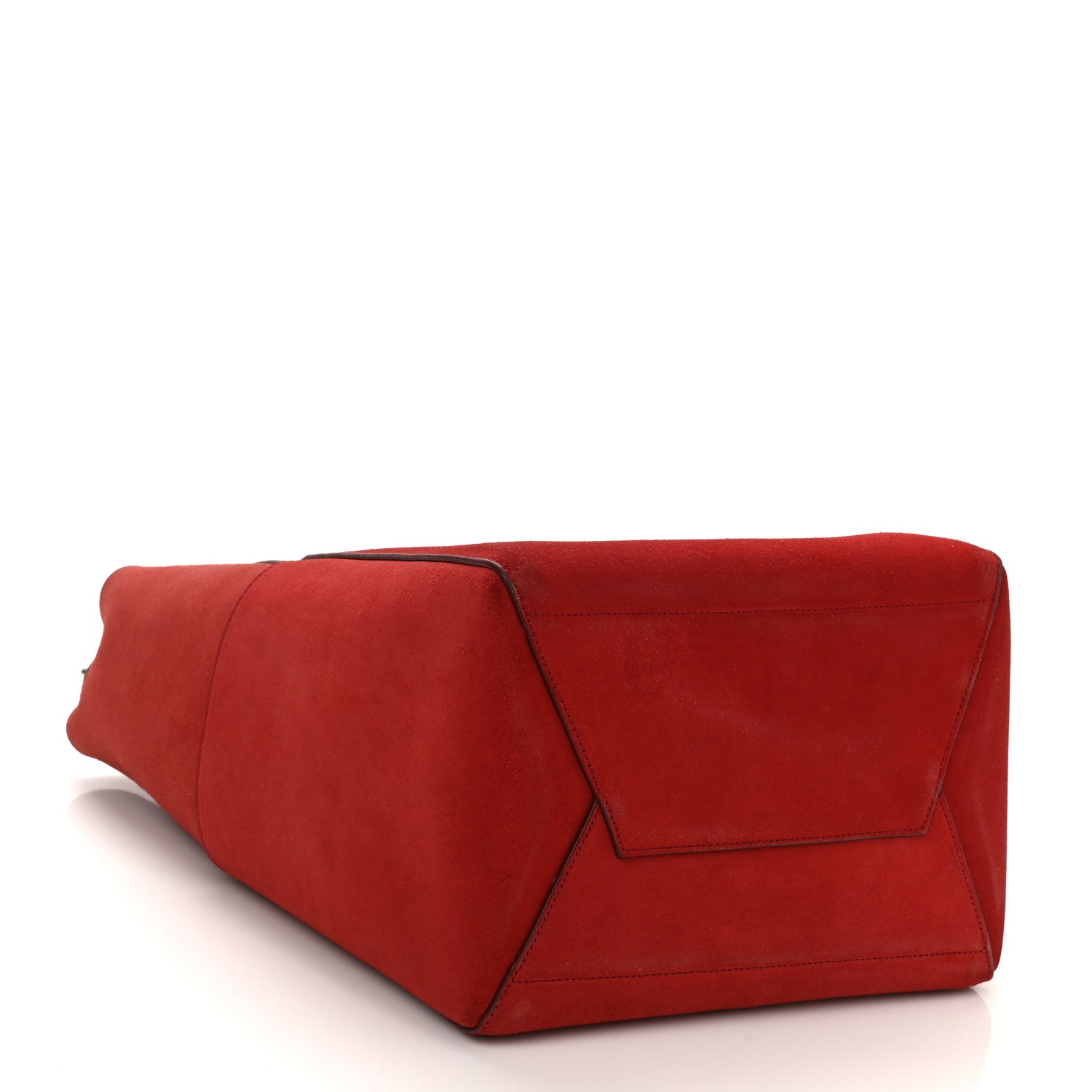 Celine Suede Calfskin Sangle Bucket Bag Red 4 of 10