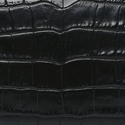 Alexander McQueen Calfskin Crocodile Embossed Knuckle Flat Clutch Black Gold 7 of 13