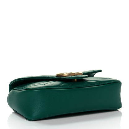 Gucci Calfskin Matelasse Super Mini GG Marmont Shoulder Bag Emerald Green 4 of 9
