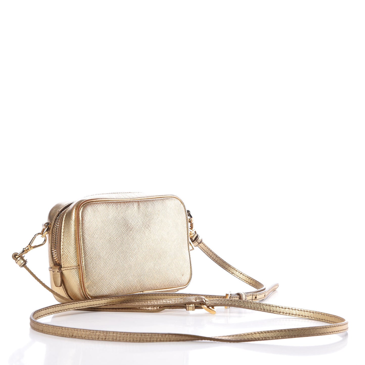 Metallic Saffiano Mini Camera Crossbody Platino