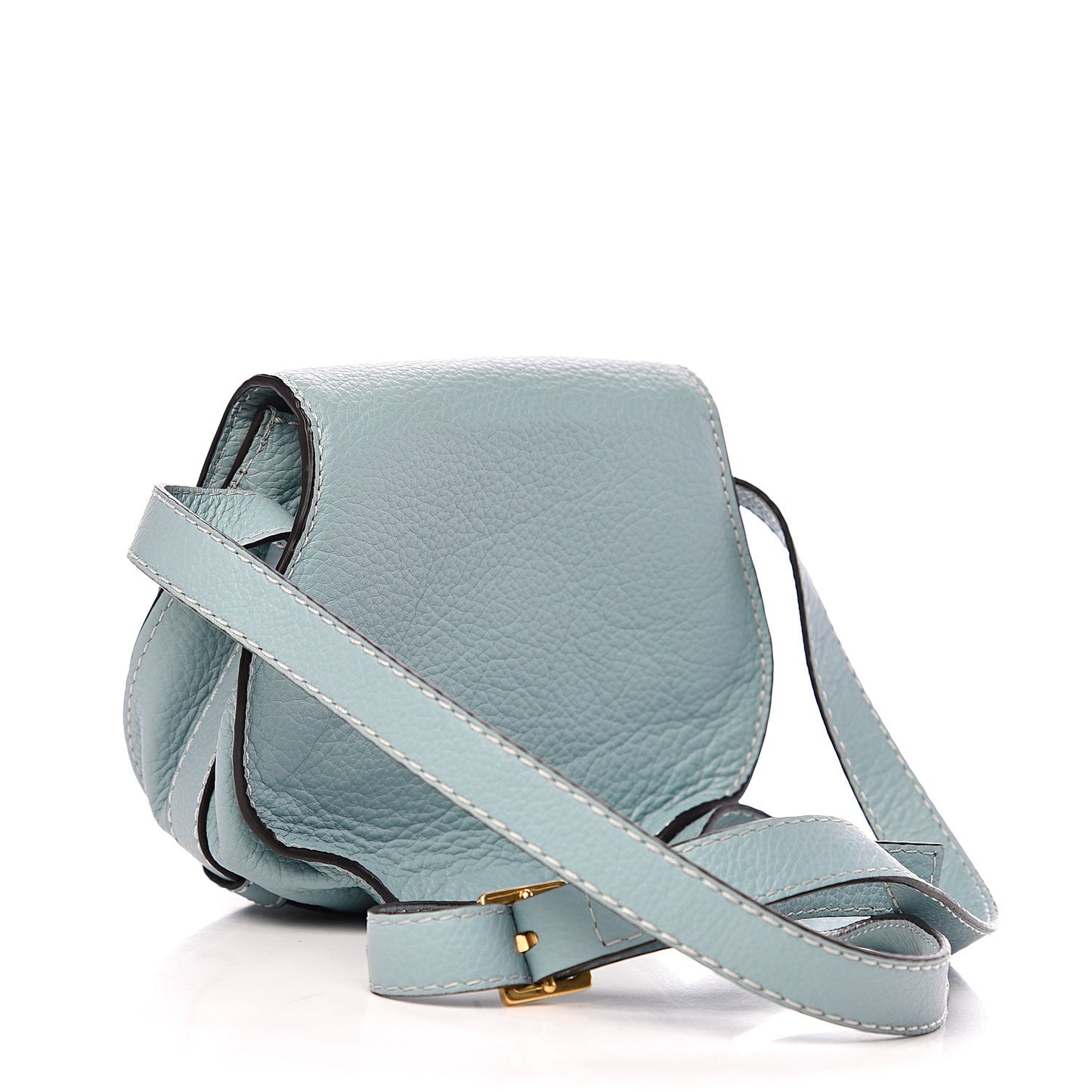 Calfskin Mini Marcie Round Crossbody Bag Faded Blue
