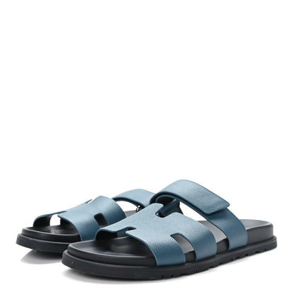 Hermes Epsom Mens Chypre Sandals 43 Bleu Canard 3 of 8