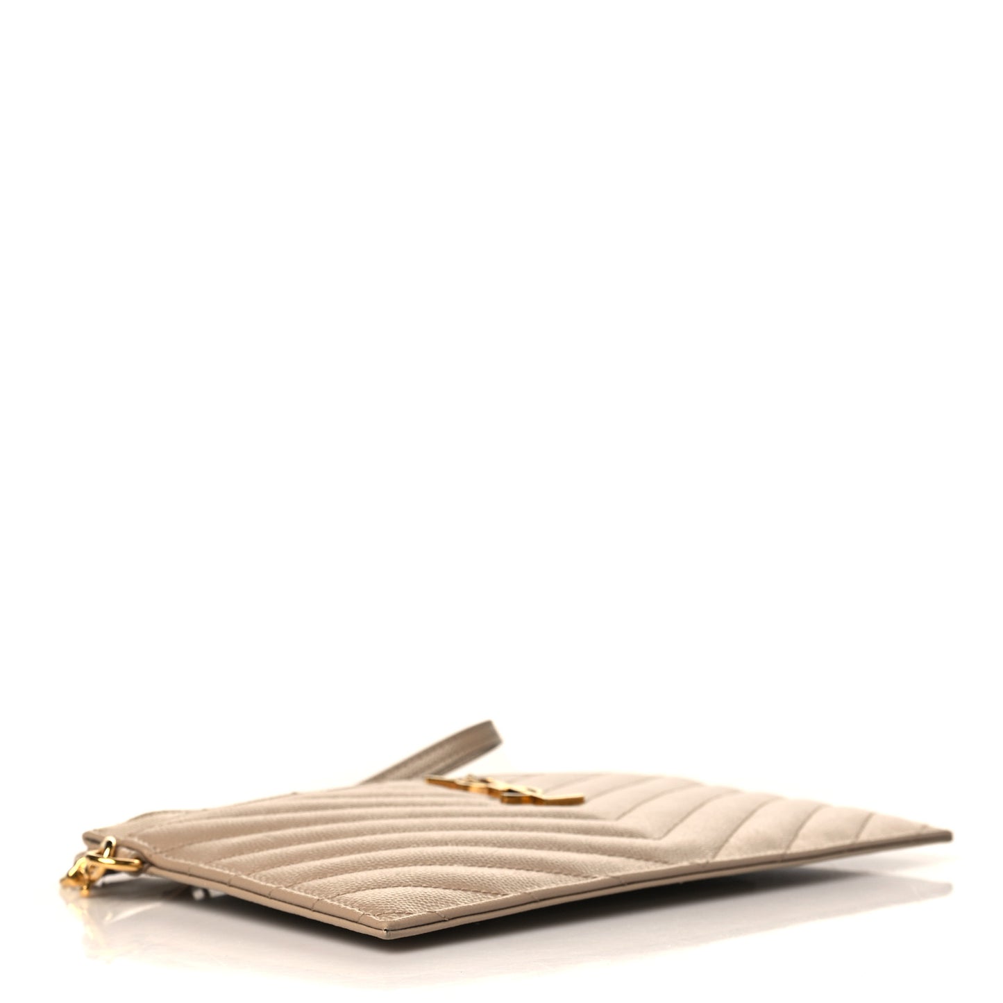Grain De Poudre Chevron Monogram Large Bill Pouch Dark Beige