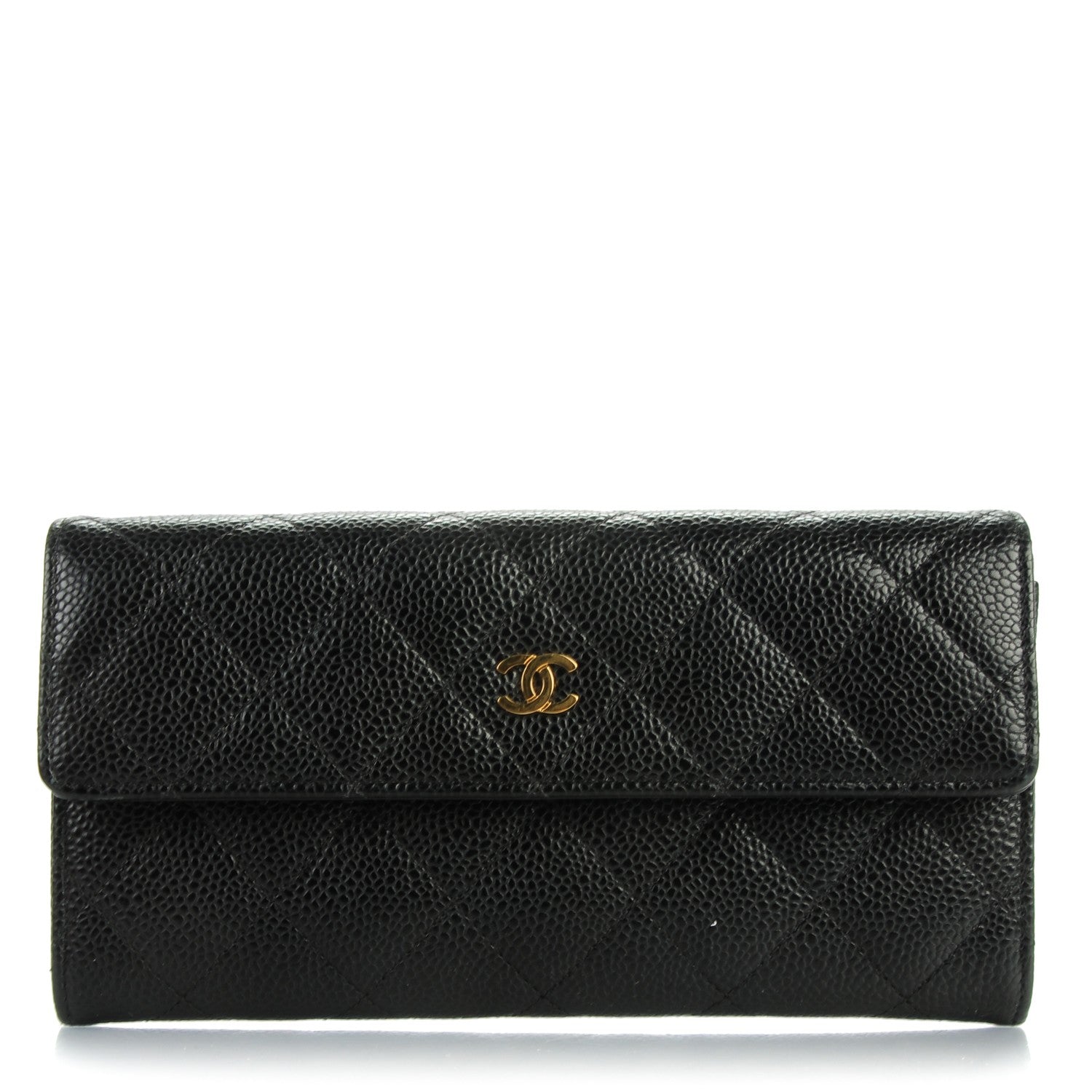 Chanel Caviar Quilted Large Gusset Flap Wallet Black 1 of 8