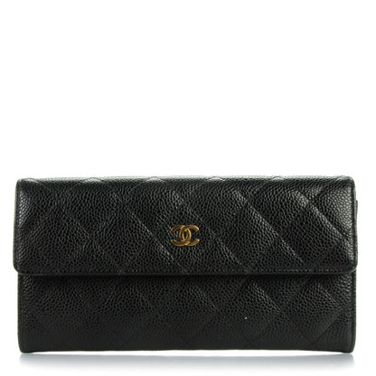 Chanel Caviar Quilted Large Gusset Flap Wallet Black 1 of 8
