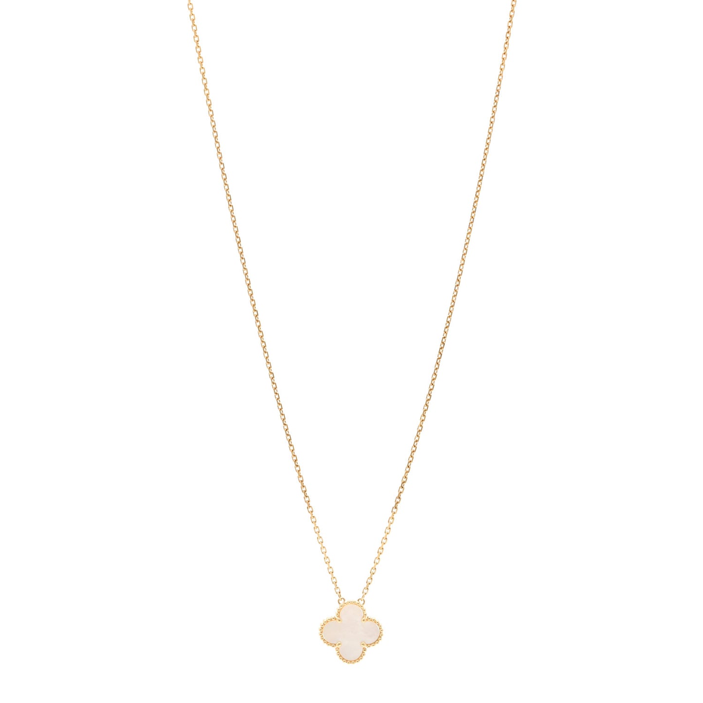 18K Yellow Gold Mother of Pearl Vintage Alhambra Pendant Necklace