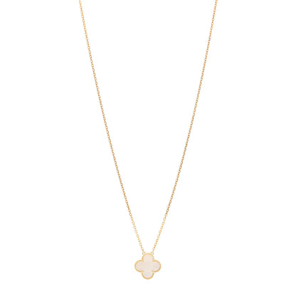 Van Cleef & Arpels 18K Yellow Gold Mother of Pearl Vintage Alhambra Pendant Necklace 1 of 6