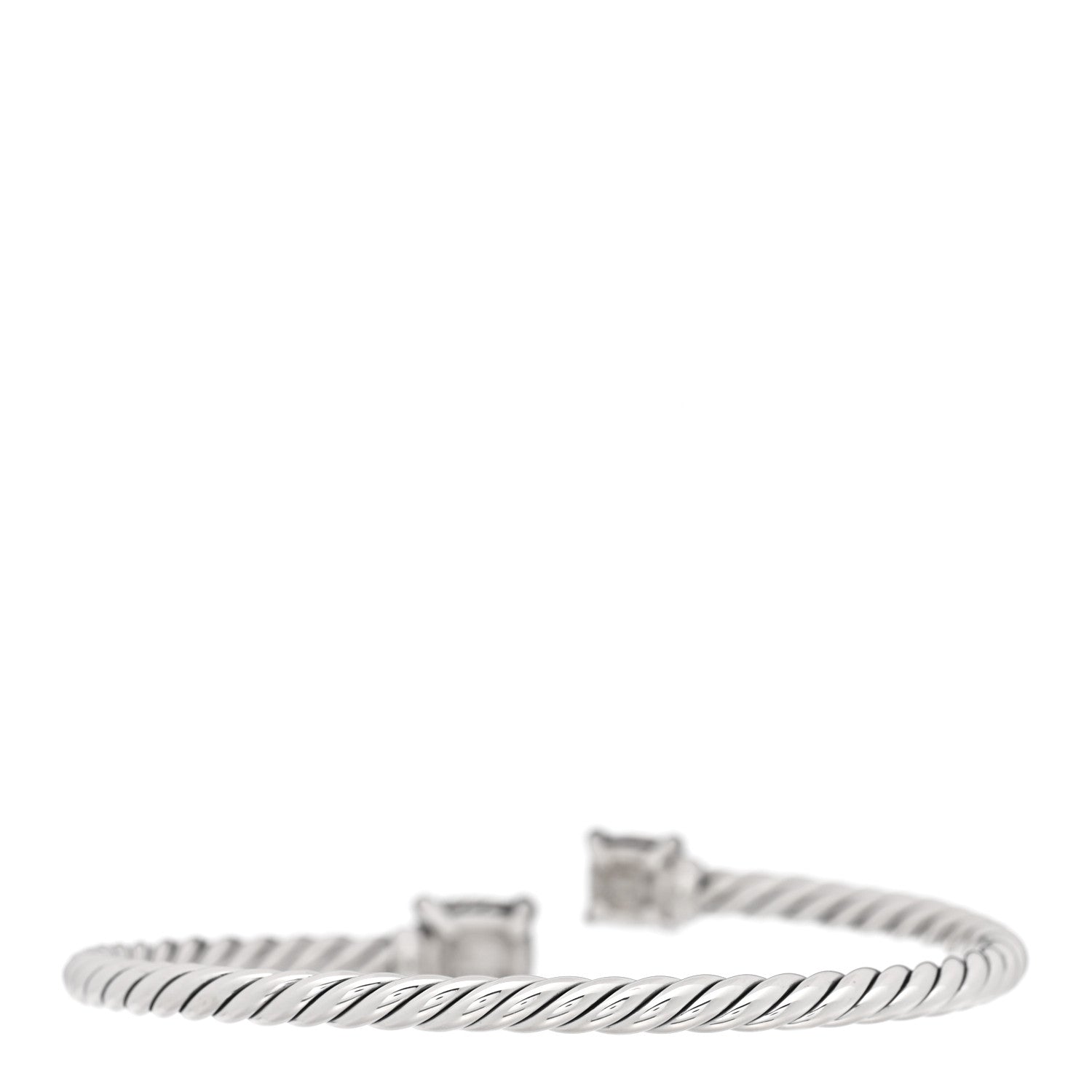 David Yurman Sterling Silver 18K Yellow Gold Diamond 4mm Chatelaine Bypass Bracelet 2 of 3