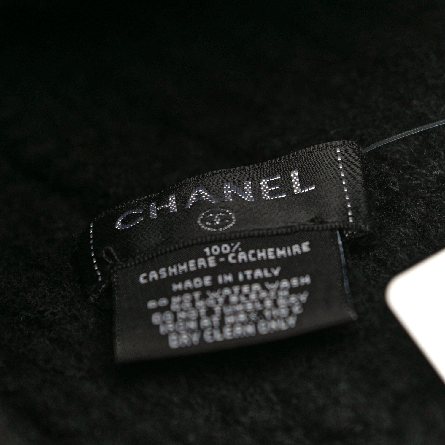 Chanel Wool Cashmere CC Beanie Hat Black White 5 of 8