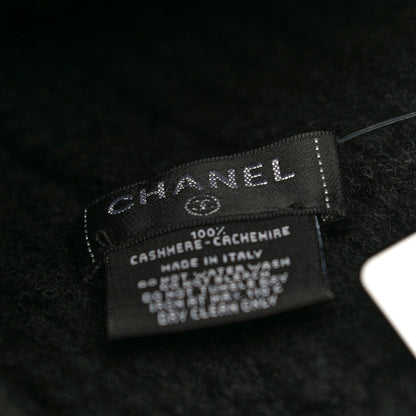 Chanel Wool Cashmere CC Beanie Hat Black White 5 of 8