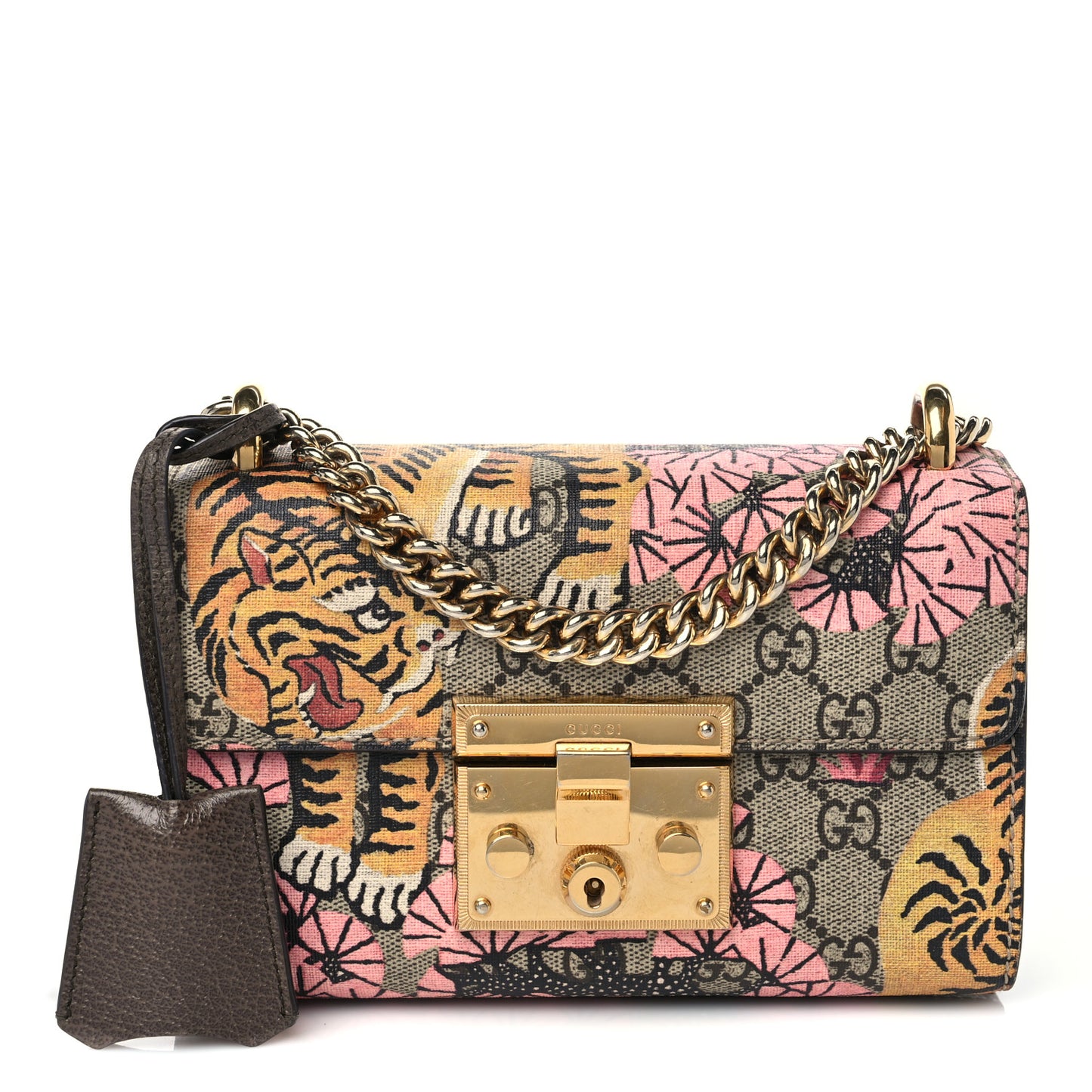 GG Supreme Monogram Bengal Small Padlock Shoulder Bag Beige Pink
