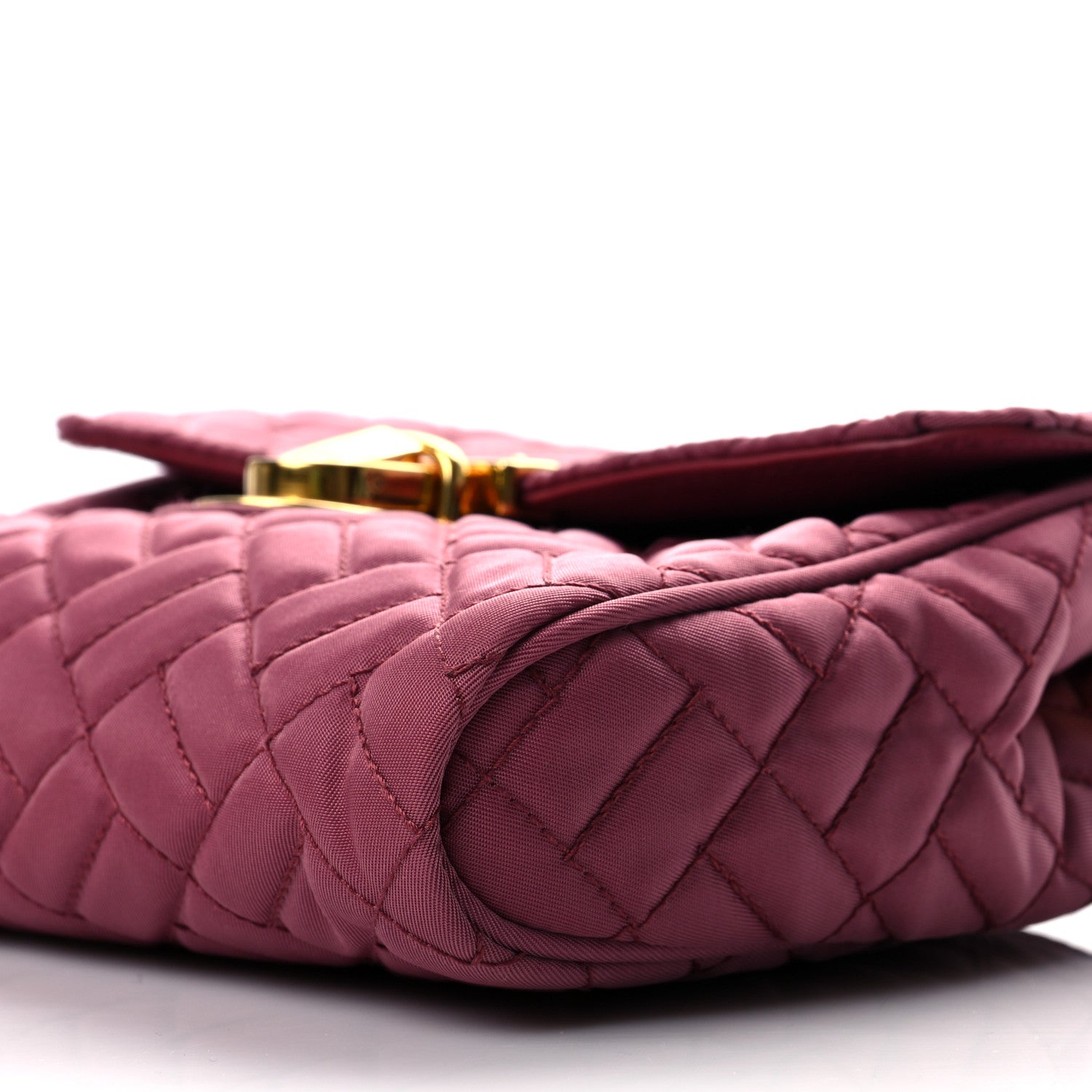 Prada Nylon Tessuto Impunture Quilted Flap Pink 8 of 8