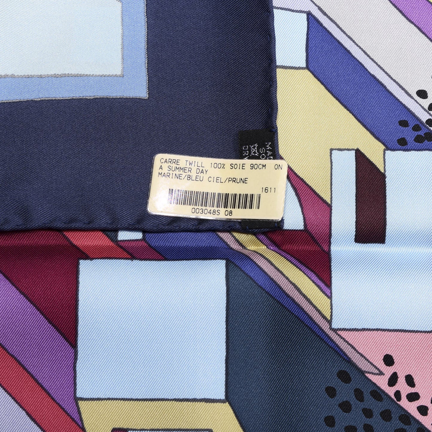 Silk On A Summer Day Scarf 90 Marine Bleu Ciel Prune