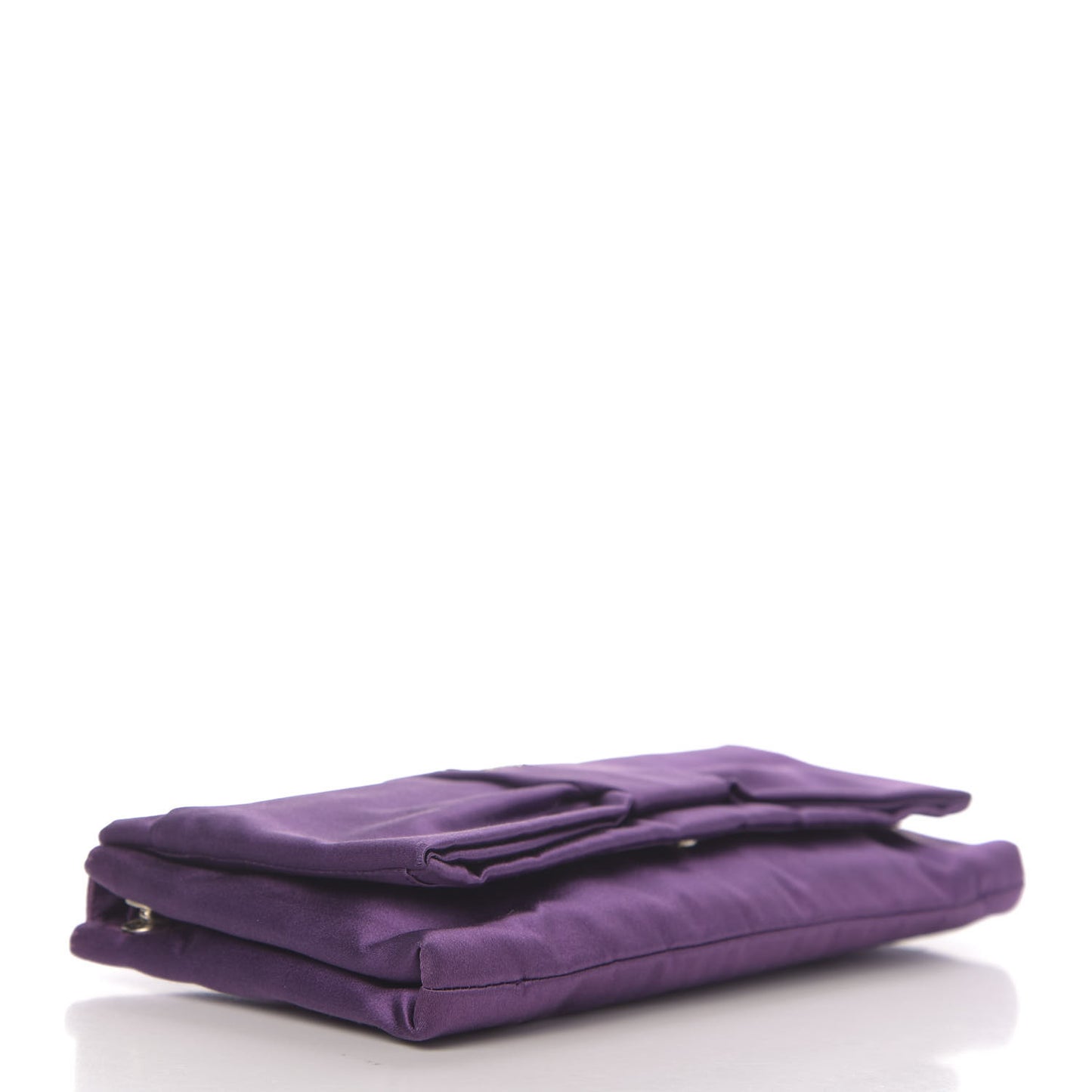 Satin Rasso Bow Pochette Clutch Viola
