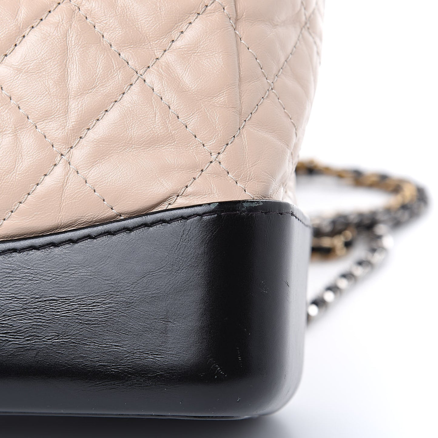 Aged Calfskin Quilted Gabrielle Backpack Beige Black