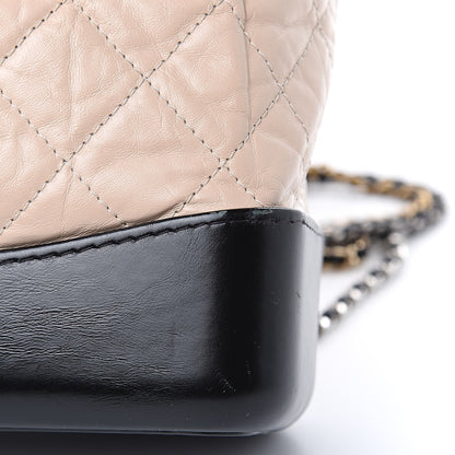 Chanel Aged Calfskin Quilted Gabrielle Backpack Beige Black 10 of 13