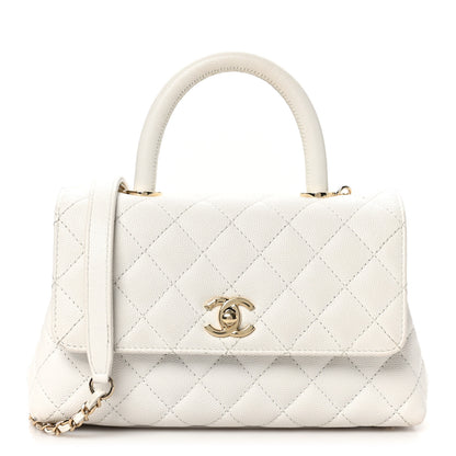 Chanel Caviar Quilted Mini Coco Handle Flap White 1 of 10