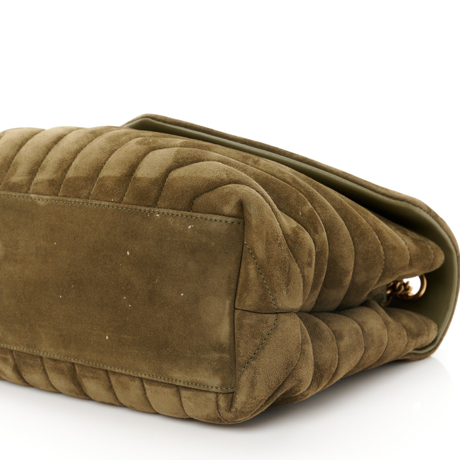 Saint Laurent Suede Y Quilted Monogram Medium Loulou Chain Satchel Loden Green 11 of 11