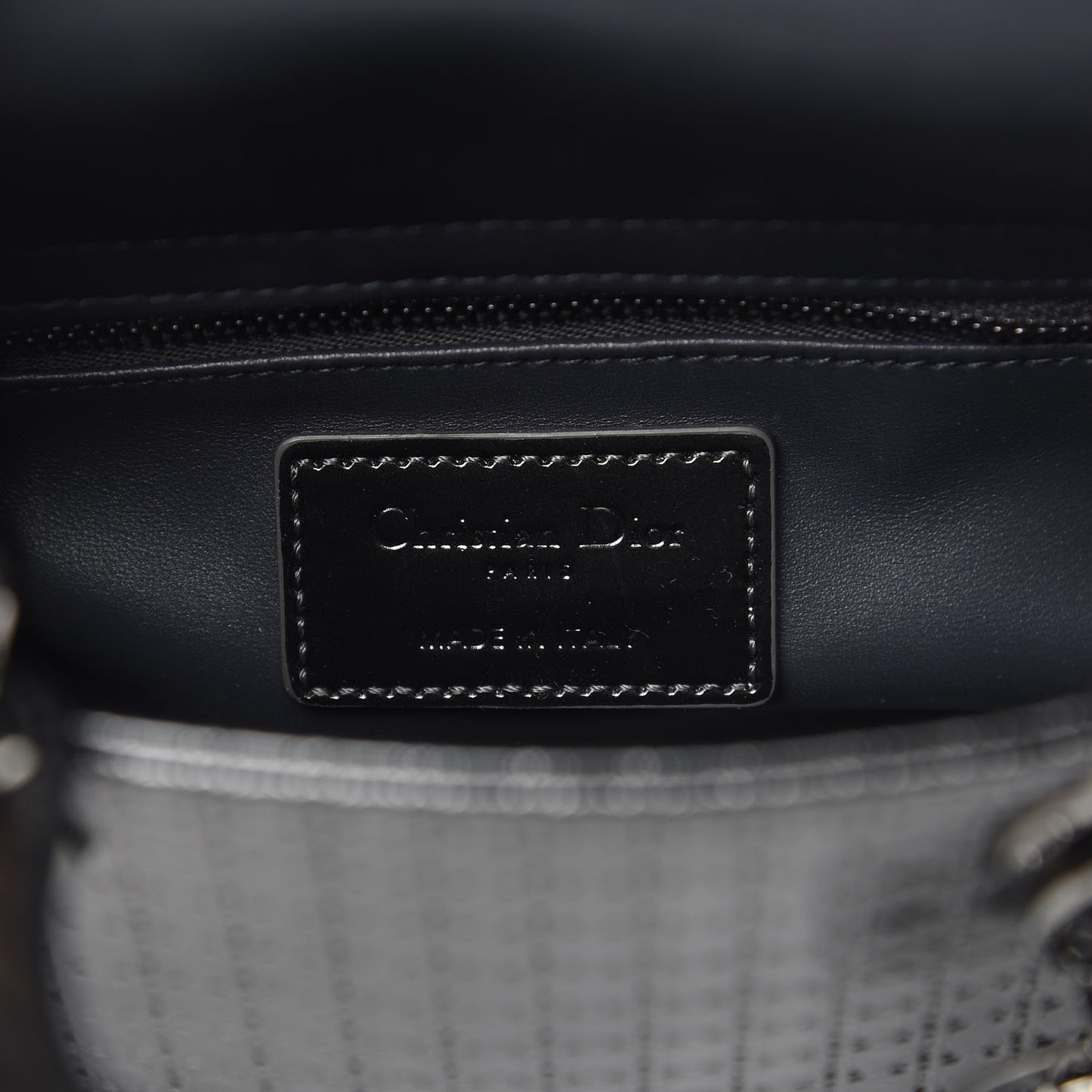 Metallic Patent Micro-Cannage Mini Lady Dior Onyx Black