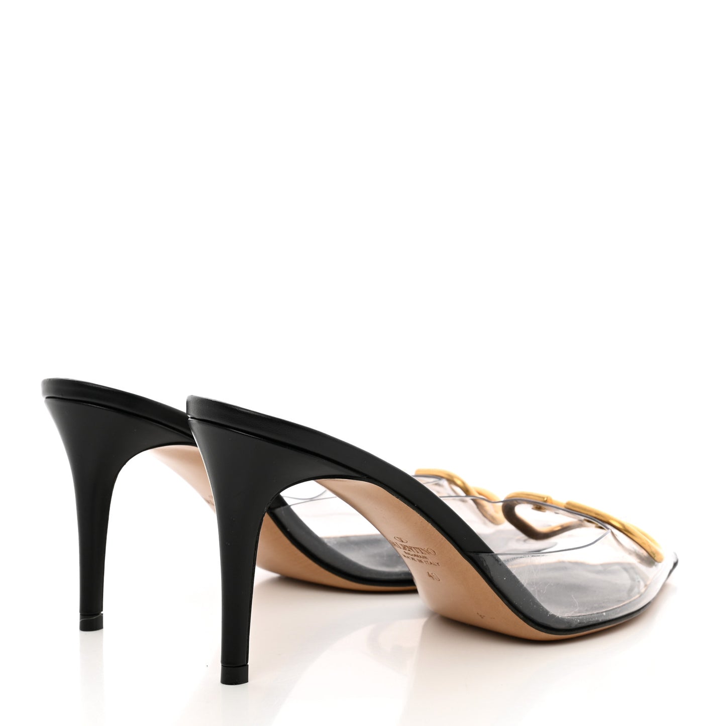 PVC Calfskin VLogo Pointed Toe 80mm Mules 40 Transparent