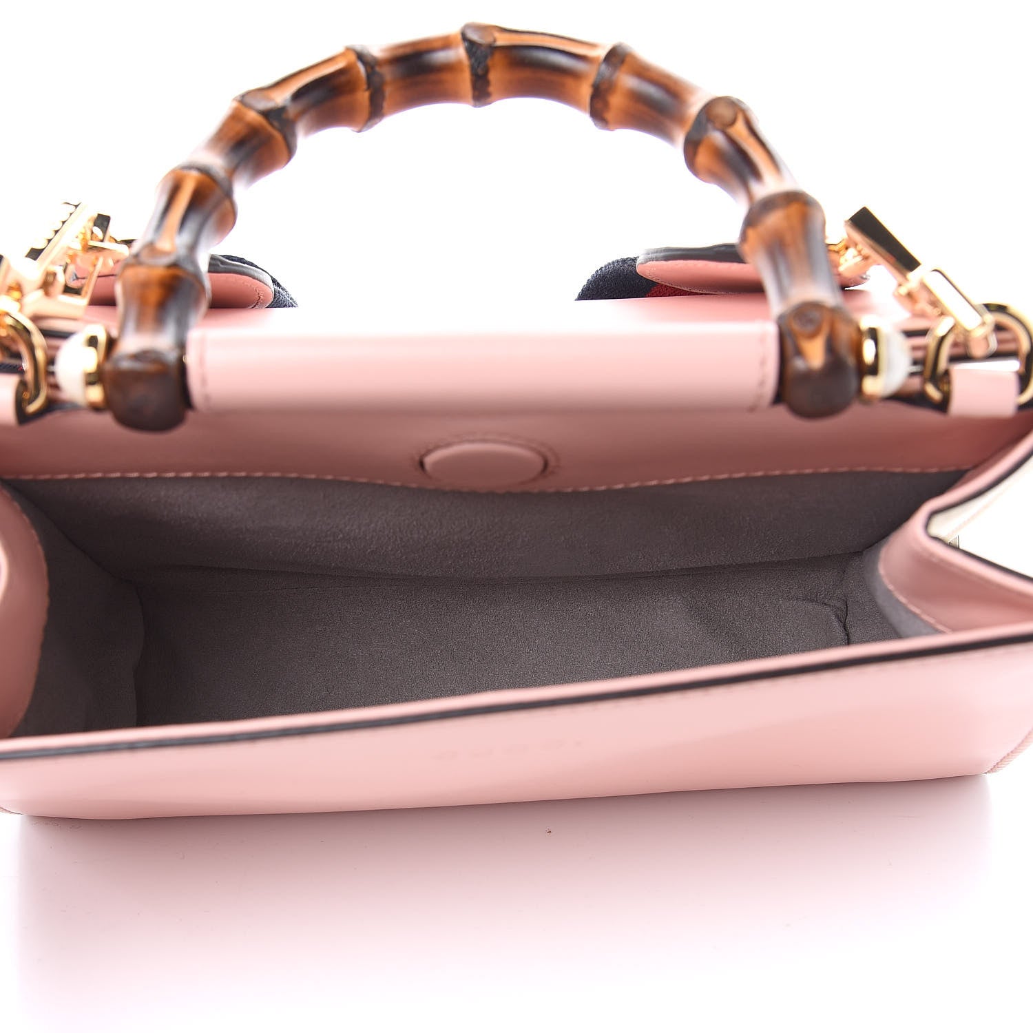 Gucci Nappa Bamboo Web Mini Nymphaea Top Handle Bag Perfect Pink Mystic White 5 of 10