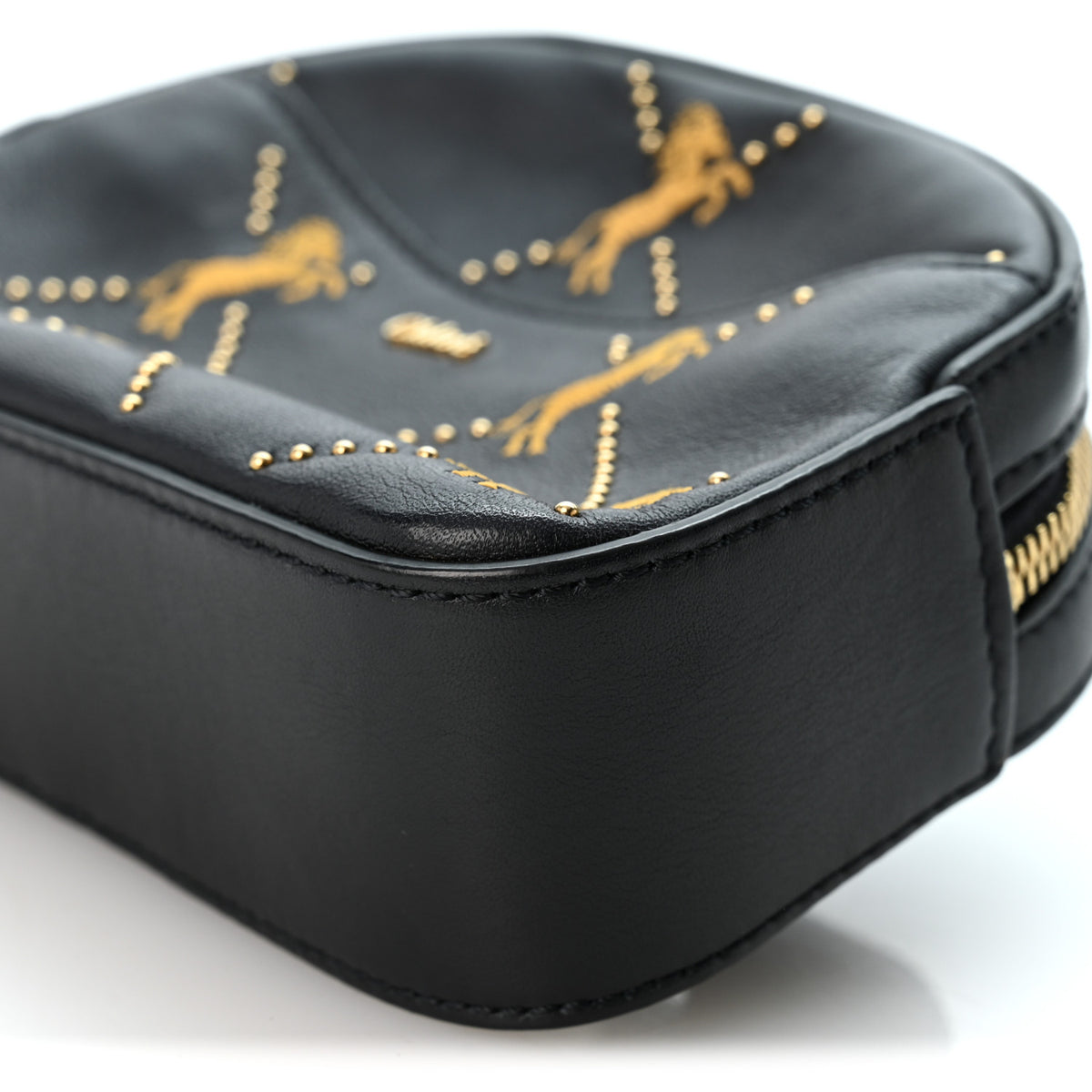 Chloe Smooth Calfskin Little Horses Embroidered Signature Belt Bag Black 9 of 9