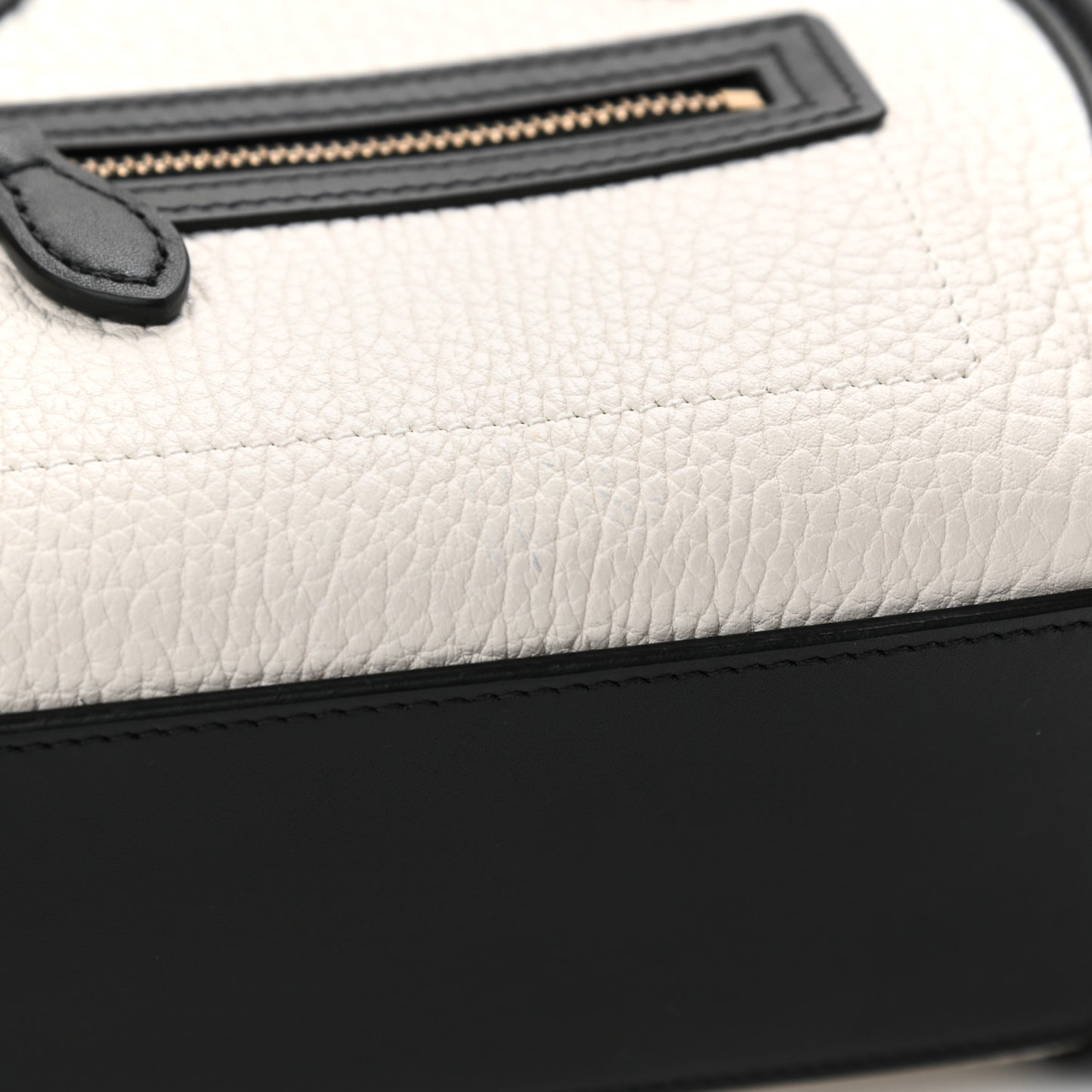 Bullhide Calfskin Nubuck Bi-Color Nano Luggage Black White