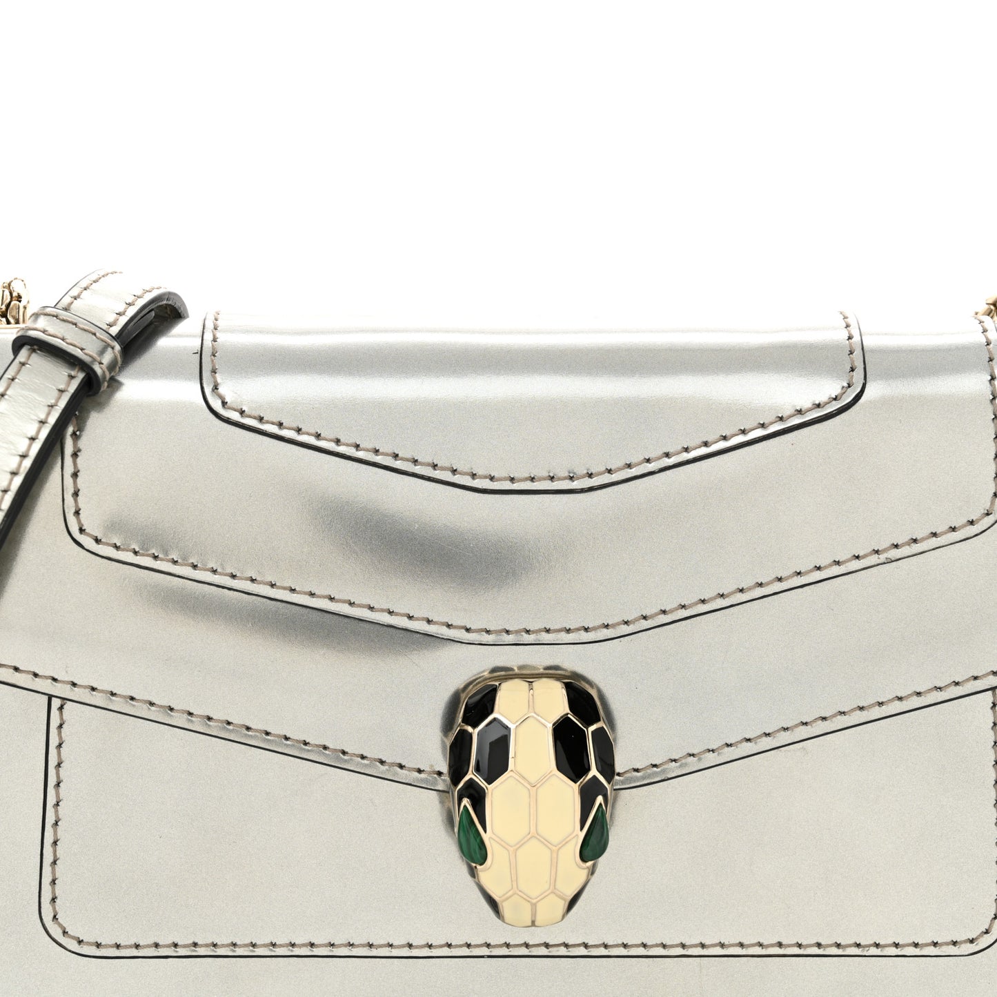 Metallic Serpenti Forever Small Shoulder Bag Silver