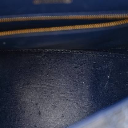 Balenciaga Shiny Calfskin Crocodile Embossed Small Hourglass Top Handle Bag Navy 9 of 14