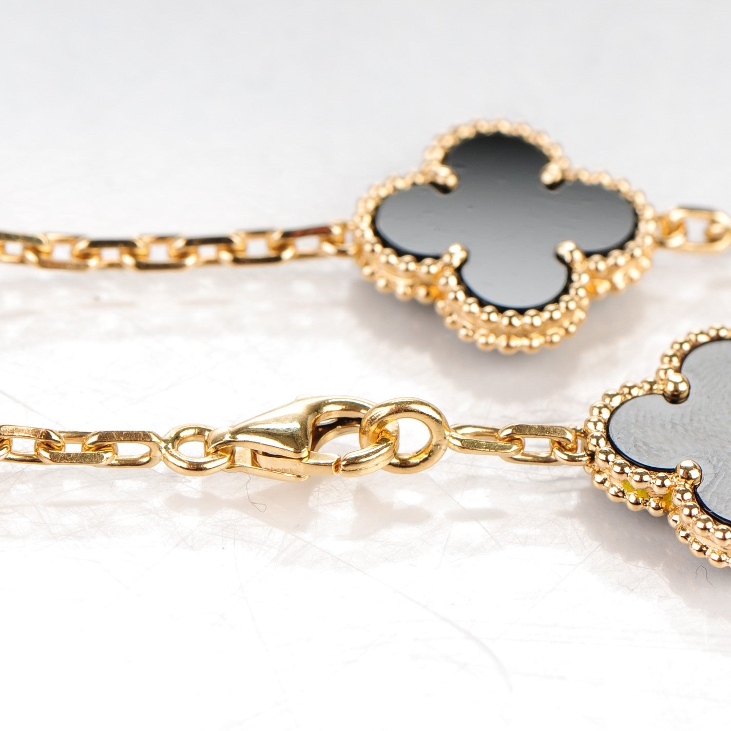 Van Cleef & Arpels 18K Yellow Gold Black Onyx 5 Motifs Vintage Alhambra Bracelet 4 of 4