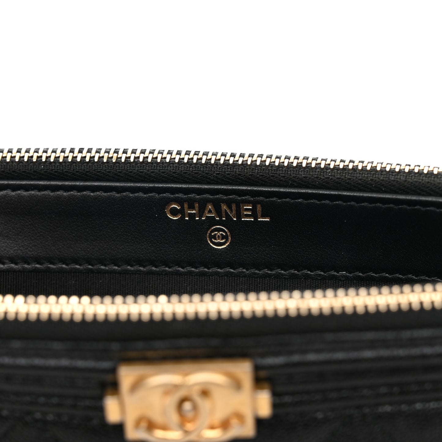 Caviar Quilted Small Boy Clutch With Chain Black
