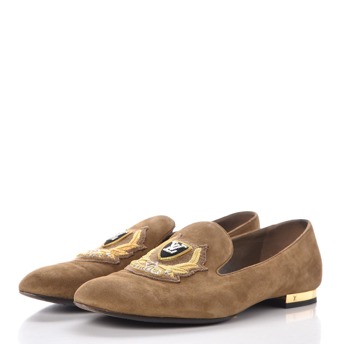 Suede Preppy Flat Loafers 38.5 Kaki