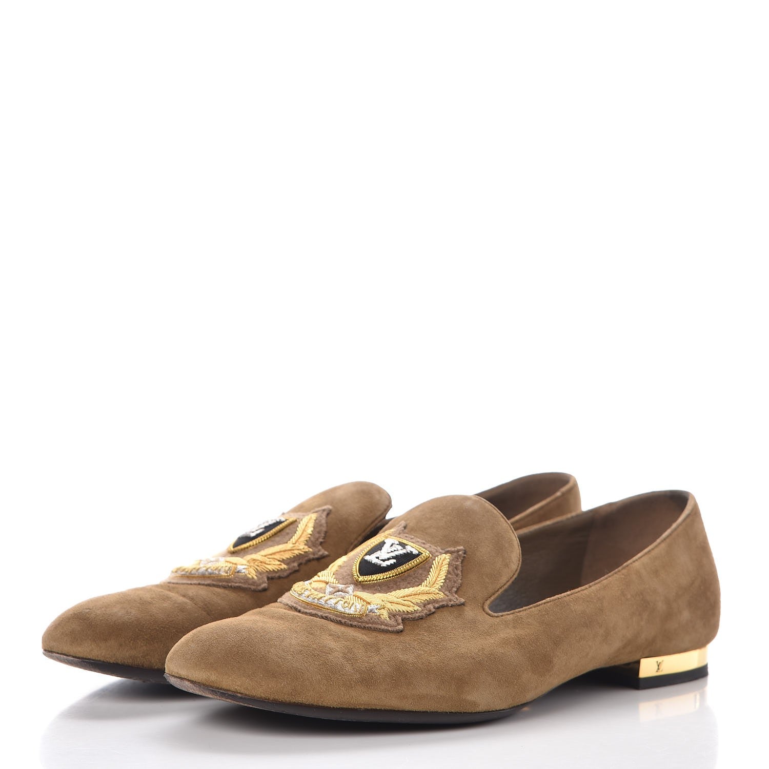 Louis Vuitton Suede Preppy Flat Loafers 38.5 Kaki 3 of 14