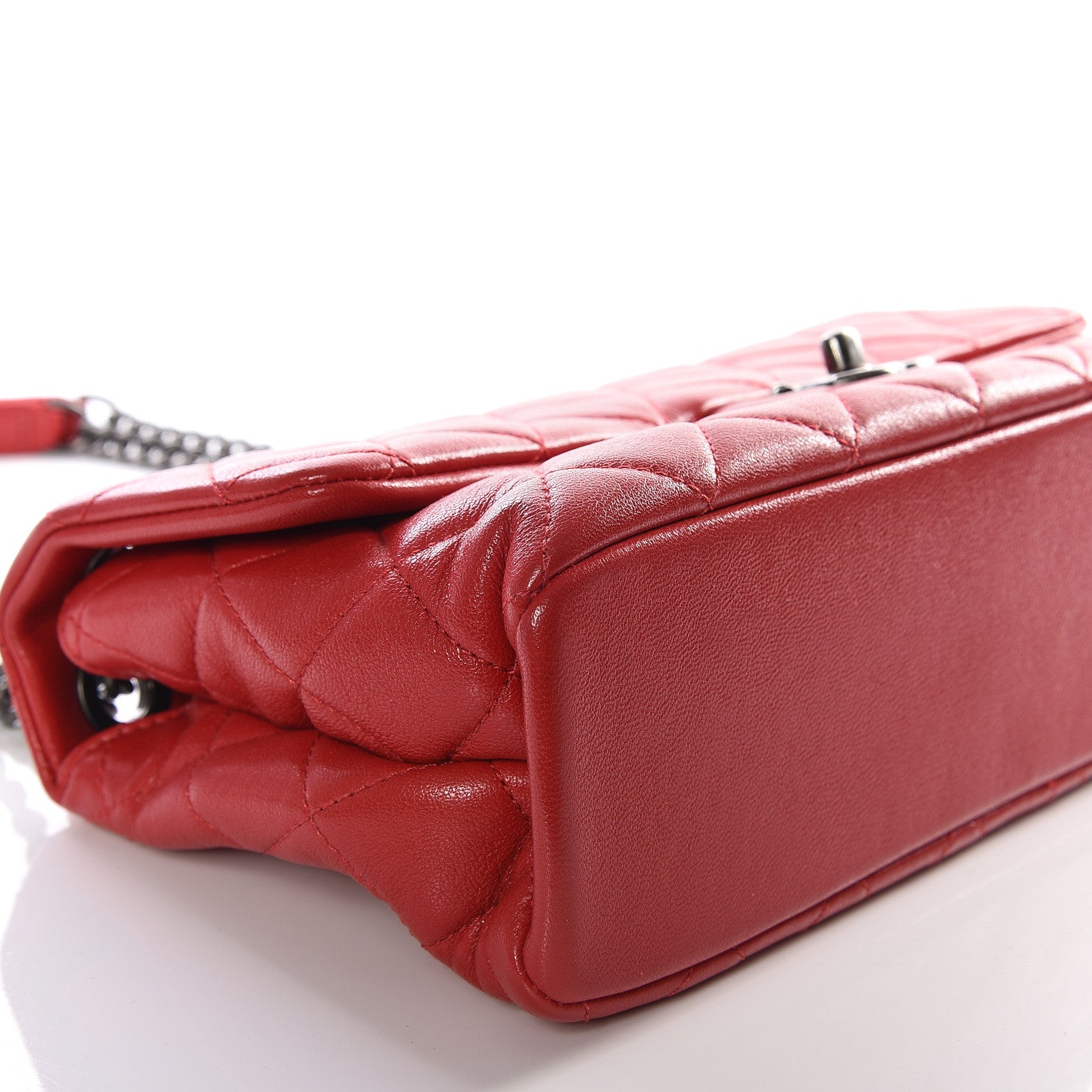 Chanel Shiny Lambskin Quilted Medium Burgundy Rocks Flap Red 4 of 9
