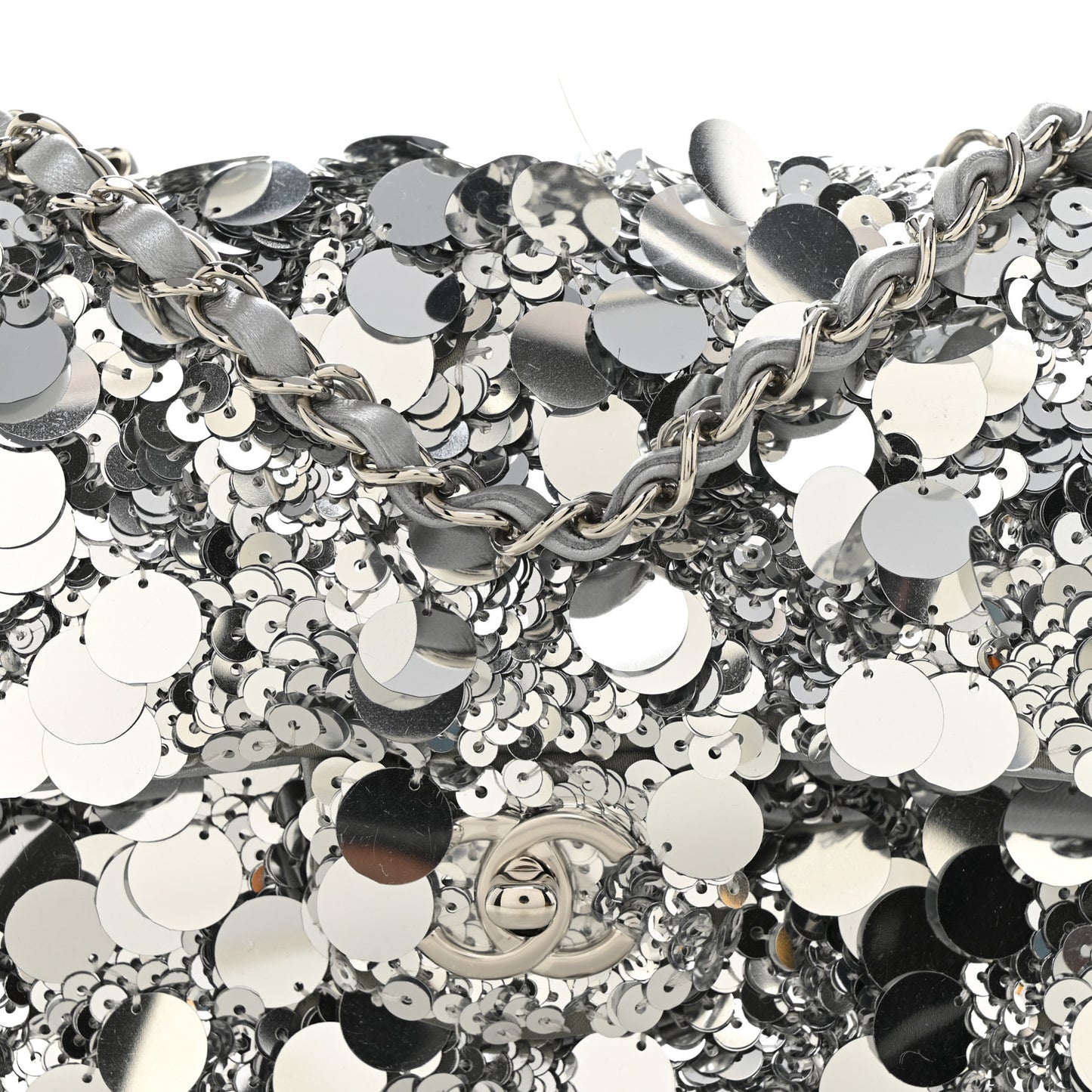 Sequin Mini Rectangular Flap Silver