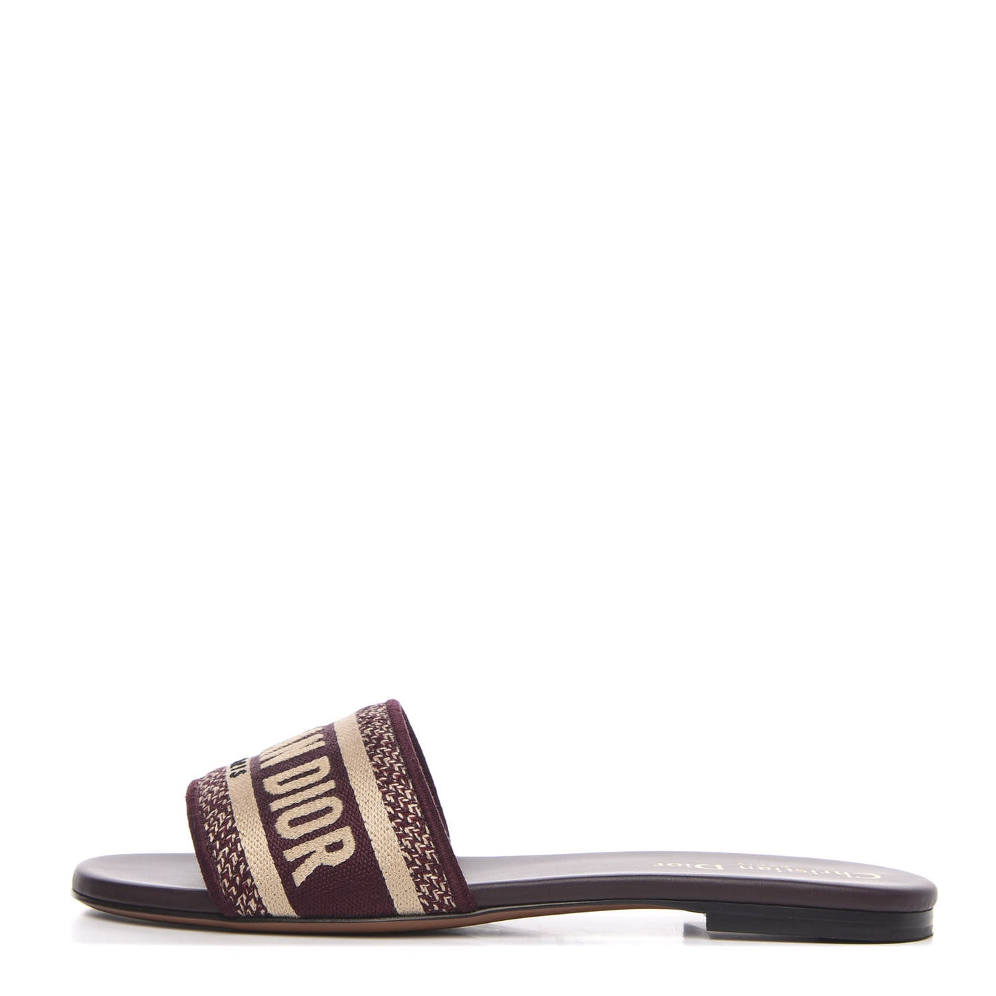 Canvas Embroidered Dway Mules Slide Sandals 37.5 Burgundy