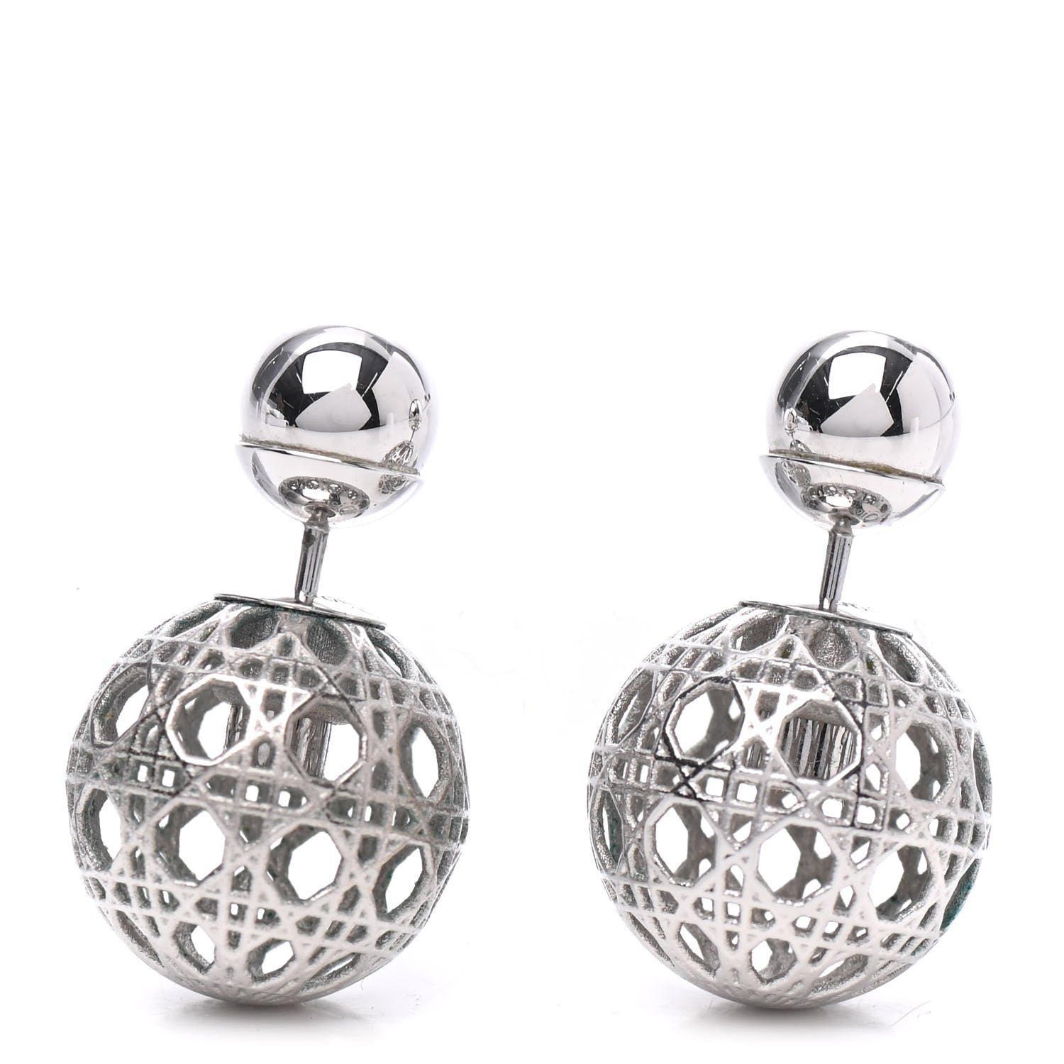 Christian Dior Cannage Mise En Dior Tribal Earrings Silver 1 of 3