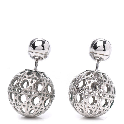 Christian Dior Cannage Mise En Dior Tribal Earrings Silver 1 of 3