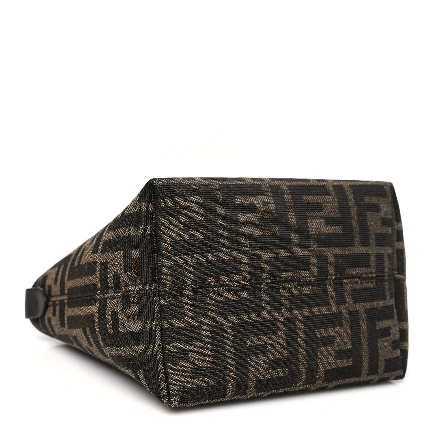 Fendi Fabric Jacquard Vitello Grace FF 1974 Mini Roll Tote Tobacco Moro Ebano 4 of 11