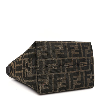 Fendi Fabric Jacquard Vitello Grace FF 1974 Mini Roll Tote Tobacco Moro Ebano 4 of 11